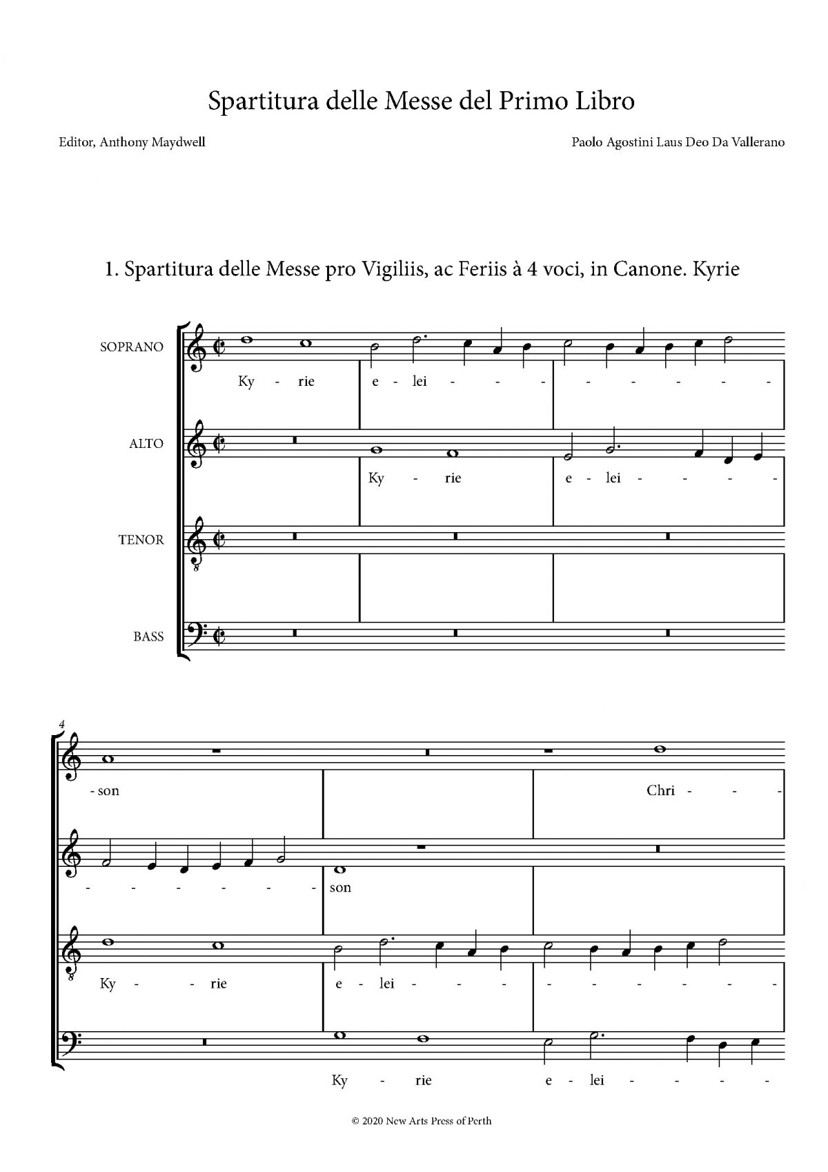 Spartitura della Missa pro Vigiliis