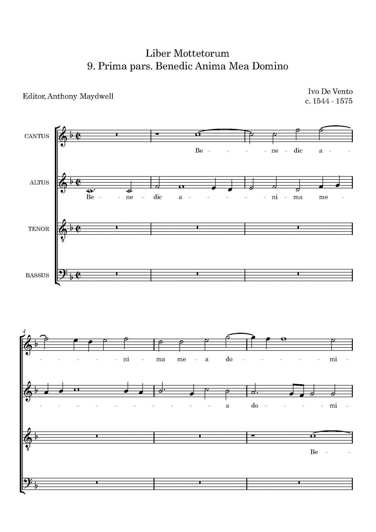 Benedic anima mea Domino