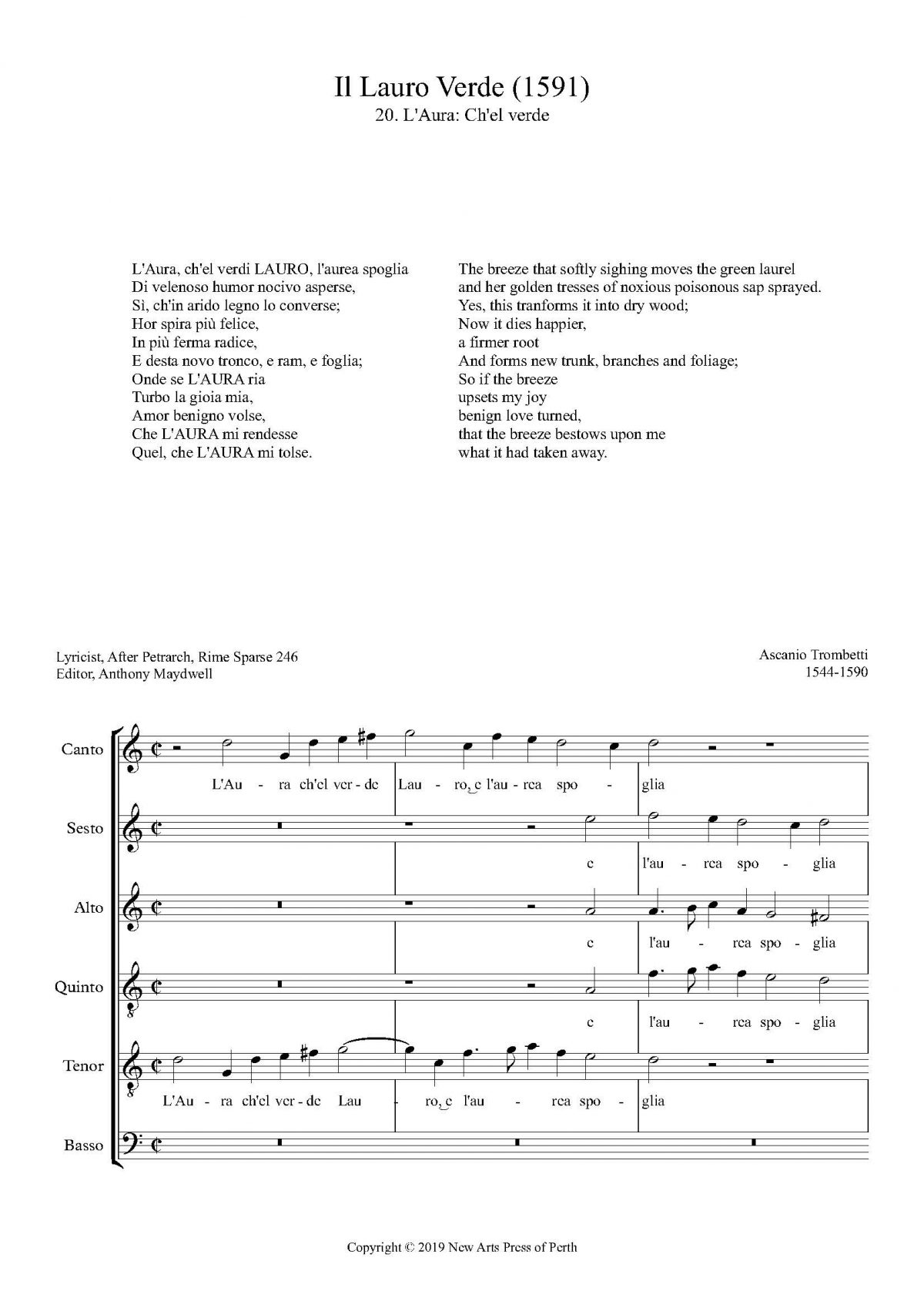 L’Aura, ch’el verdi Lauro