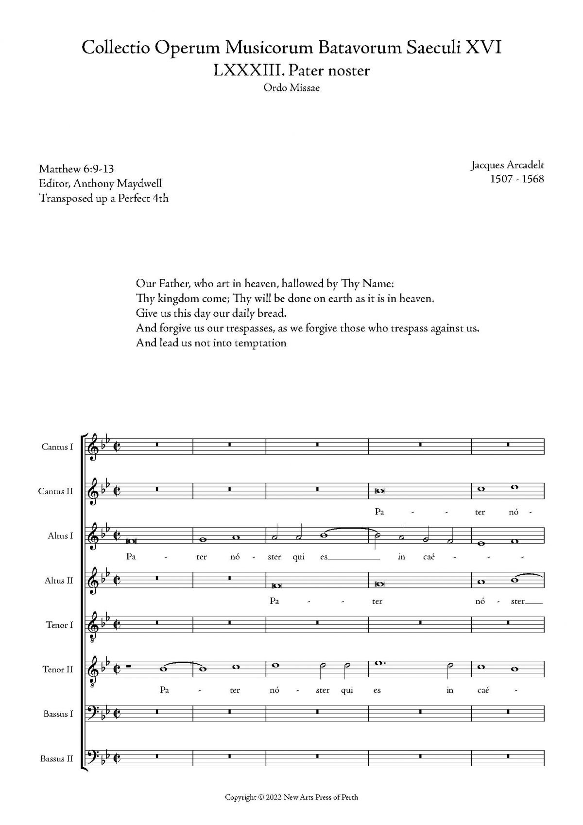 Pater Noster Transposed up a P4
