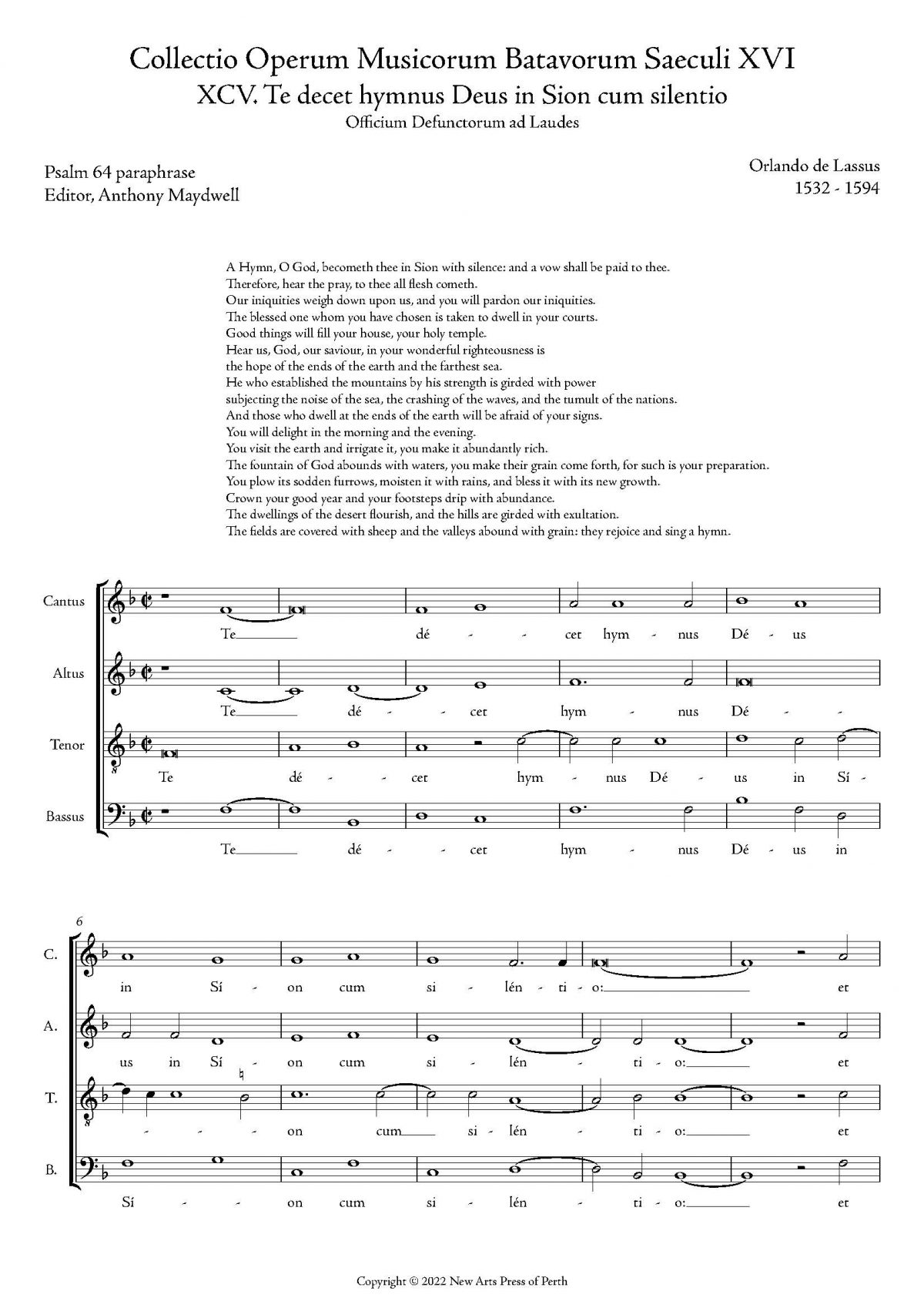 Te Decet Hymnus Deus in Sion cum silentio
