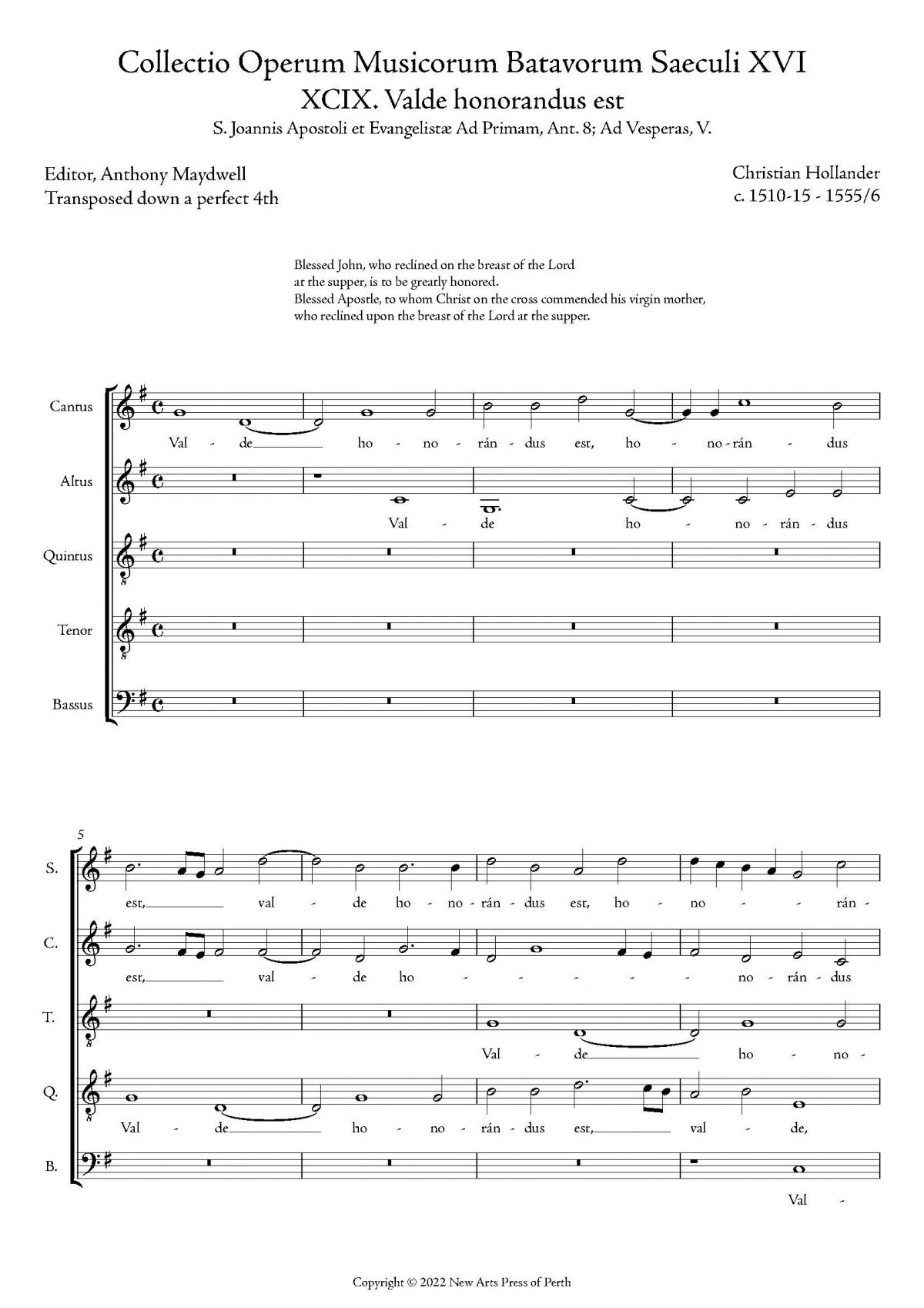 Valde honorandus est (transposed)