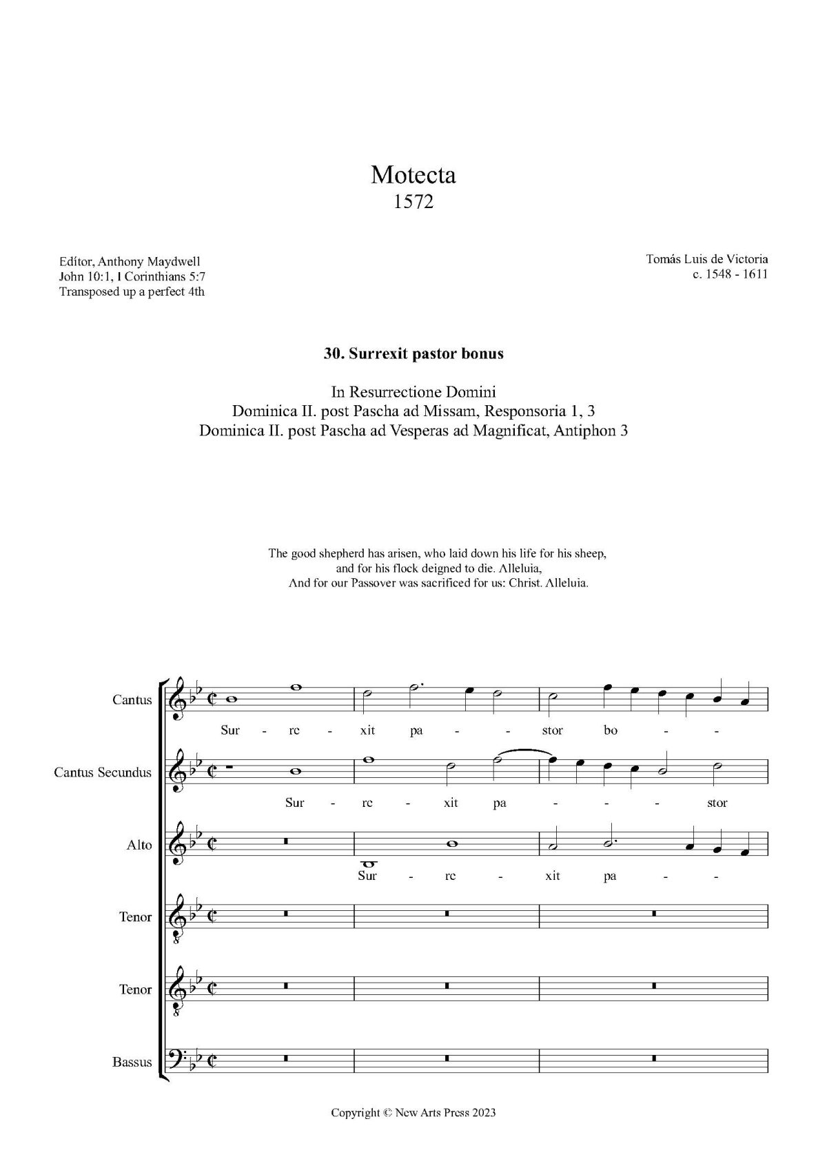 Surrexit pastor bonus – Transposed up a 4th
