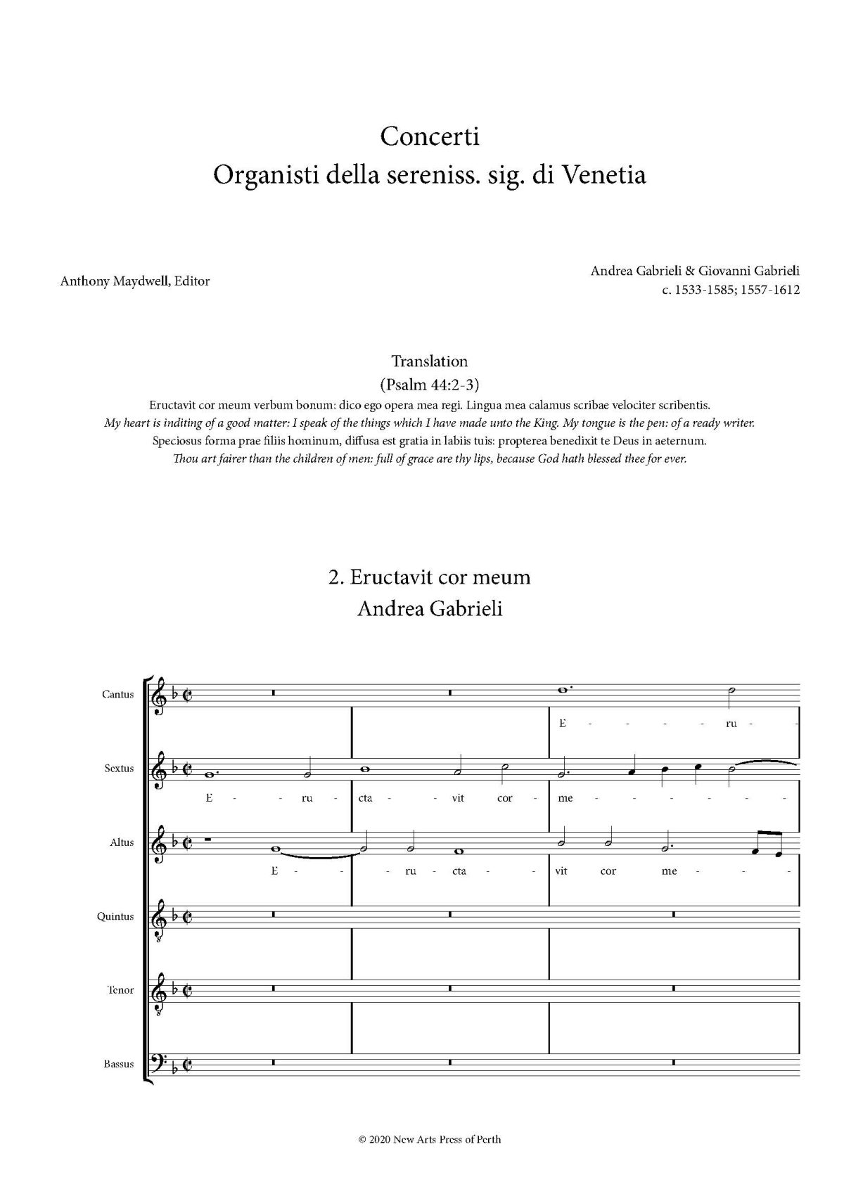 Eructavit cor meum Transposed up a 4th