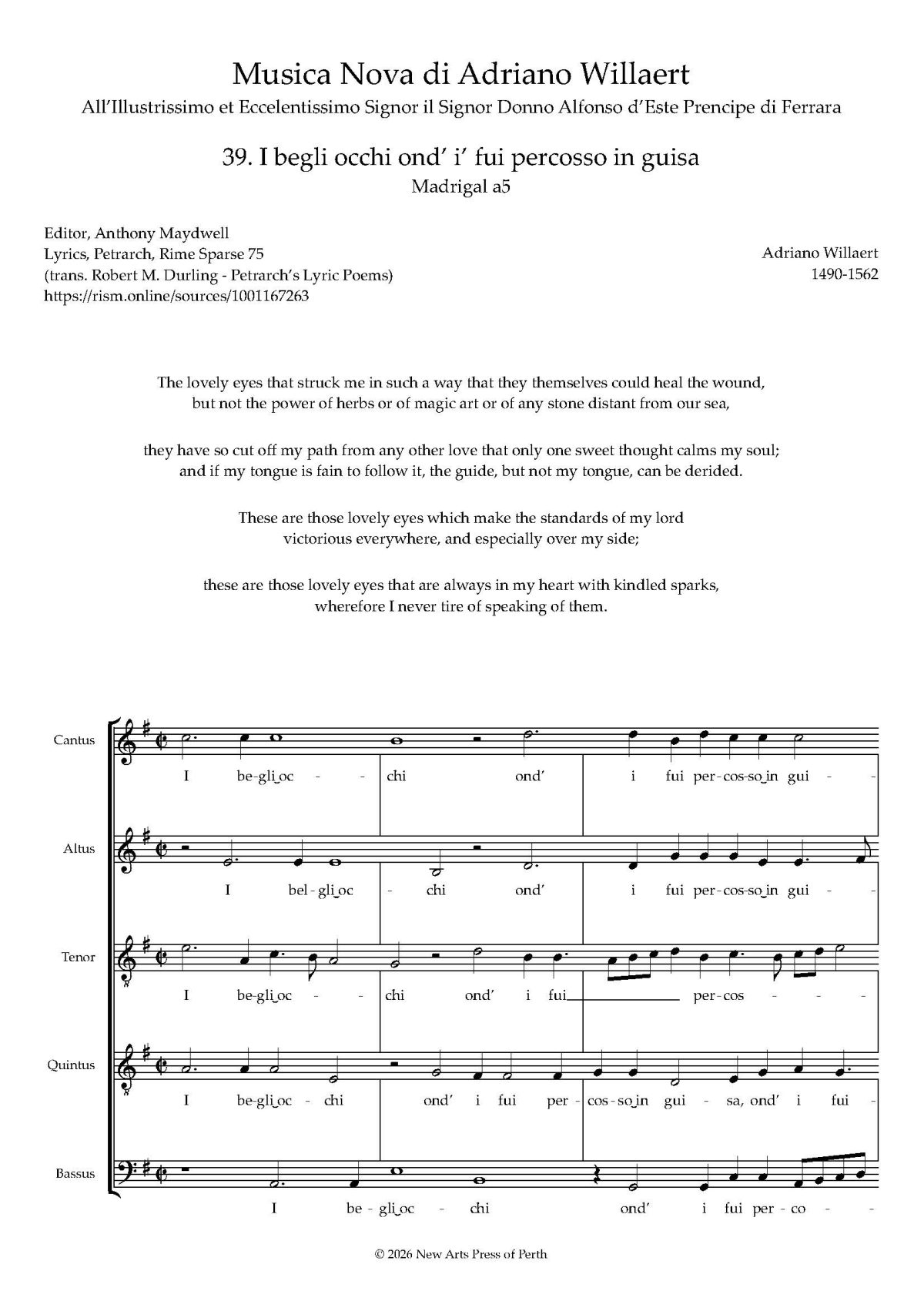 I begli occhi ond’ I’ fui percosso in guisa tranpsosed up a 2nd