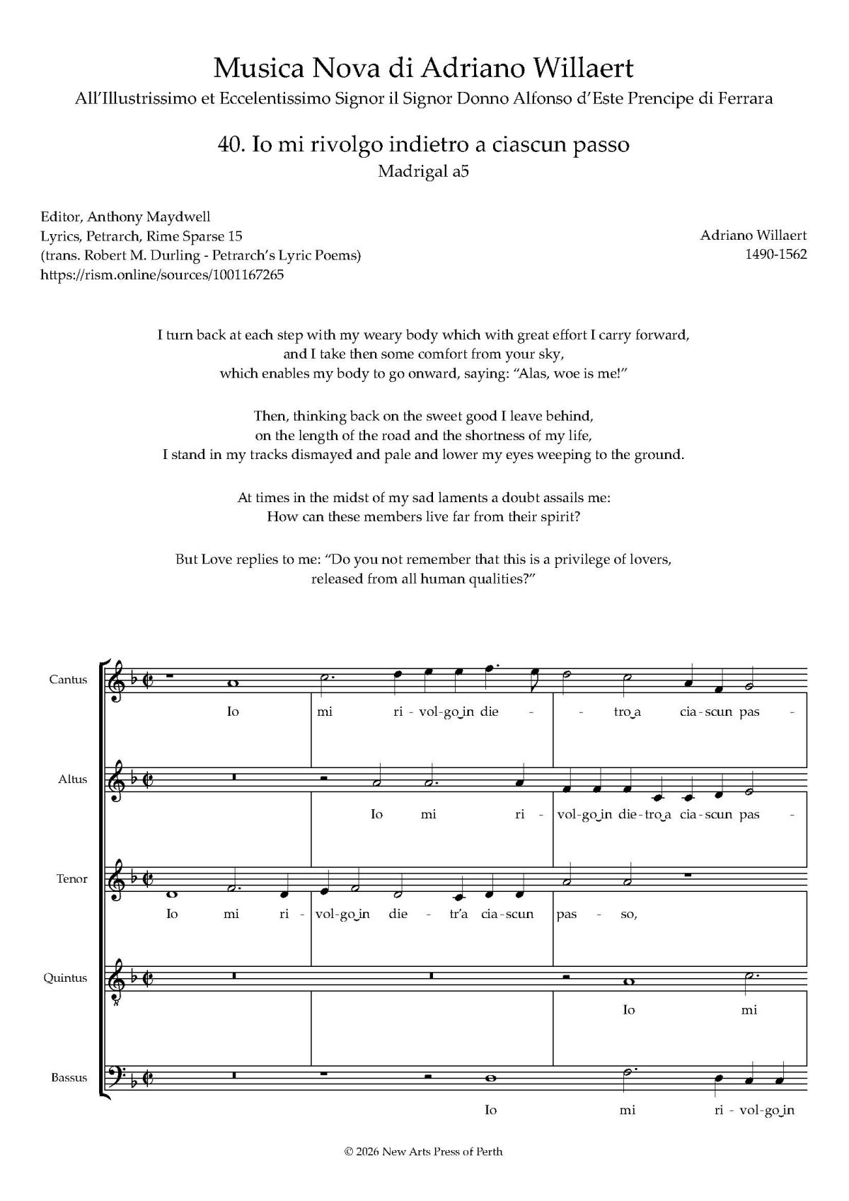 Io mi rivolgo in dietro a ciascun passo transposed up a 4th